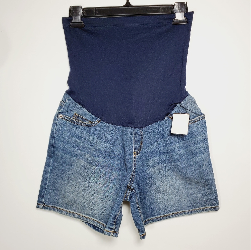Liz Lange Maternity for Target Blue Denim Jean Shorts Belly Panel Extra Small XS
